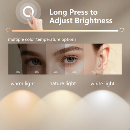 Crater LED Bathroom Mirror, Front Backlight, Touch Switch, 3x Magnifying Glass, Tri-color Dimmable, 5mm Tempered Glass, Anti-fog, Horizontal Wall Mount Only