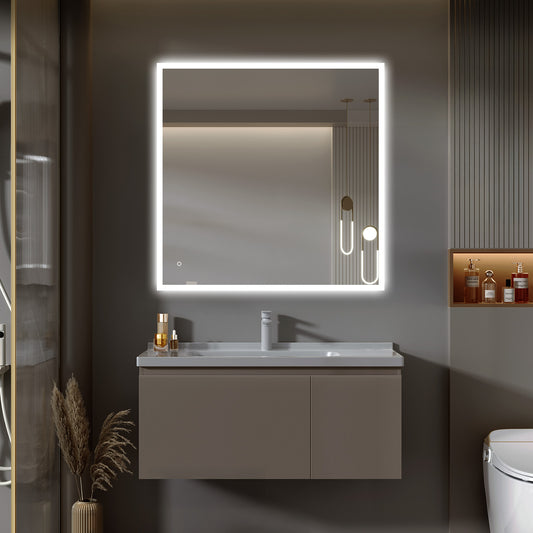 Carina Rectangular LED Bathroom Mirror, Rear acrylic diffusor, Aluminum Profile, Tri-Color Adjustable, Stepless Dimming, Anti-Fog