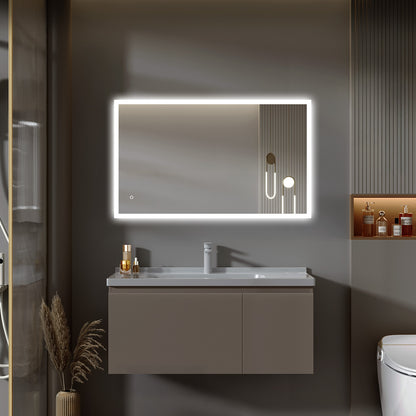 Carina Rectangular LED Bathroom Mirror, Rear acrylic diffusor, Aluminum Profile, Tri-Color Adjustable, Stepless Dimming, Anti-Fog