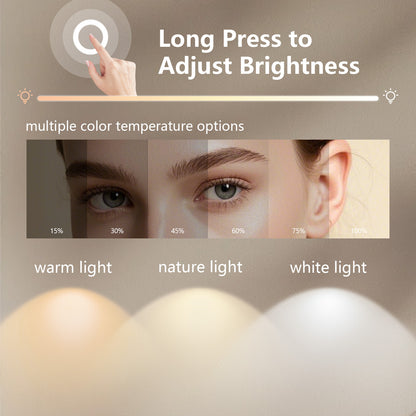 Delphinus Rectangle LED Bathroom Mirror with Lights, Brushed Blonde Metal Framed LED Mirror for Bathroom, 3 Colors and Stepless Dimmable, Anti-Fog