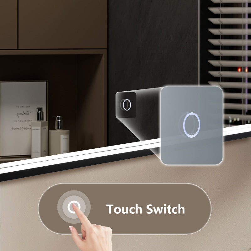 Taurus LED Bathroom Mirror with Lights, Black Metal Framed LED Mirror for Bathroom, 3 Colors and Stepless Dimmable Wall Mounted Lighted Bathroom Vanity Mirror, Anti-Fog