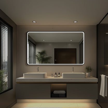 Taurus LED Bathroom Mirror with Lights, Black Metal Framed LED Mirror for Bathroom, 3 Colors and Stepless Dimmable Wall Mounted Lighted Bathroom Vanity Mirror, Anti-Fog