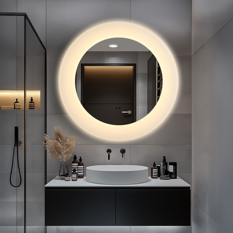 Cassiopeia Round LED Bathroom Mirror for Wall, Acrylic LED Mirror with Anti-Fog, 3-Color Adjustal, Explosion-Proof