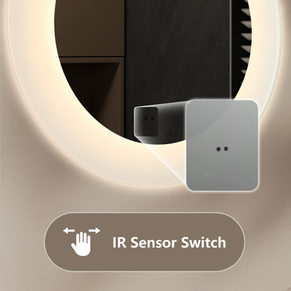 Cassiopeia Round LED Bathroom Mirror for Wall, Acrylic LED Mirror with Anti-Fog, 3-Color Adjustal, Explosion-Proof