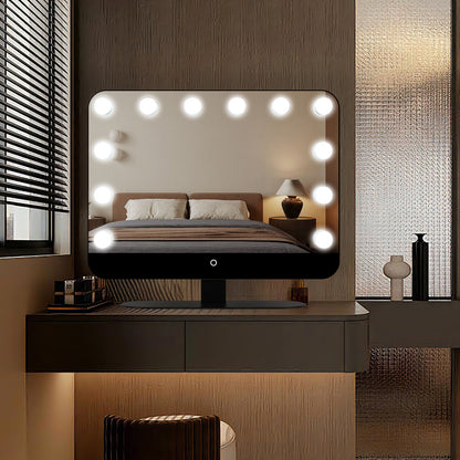 Vulpecula Hollywood Vanity  Mirror with Lights, 12 Dimmable LED Bulbs,Aluminum LED Tabletop Mirror