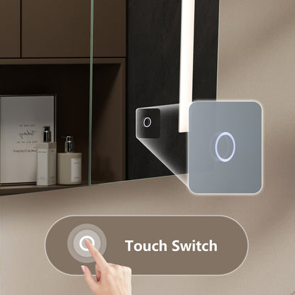 Mirrorons Medicine Cabinet with LED Lights, Rectangle, 25 x 28 Inch, Defogger, 3-Color Mode, Dimmer, Silver Gray