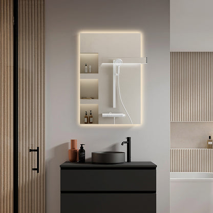 SILK Rectangle LED Bathroom Mirror for Wall, Irregular LED Mirror with Anti-Fog, 3-Color Adjustal, Dimmable, backlit&frontlit, Explosion-Proof