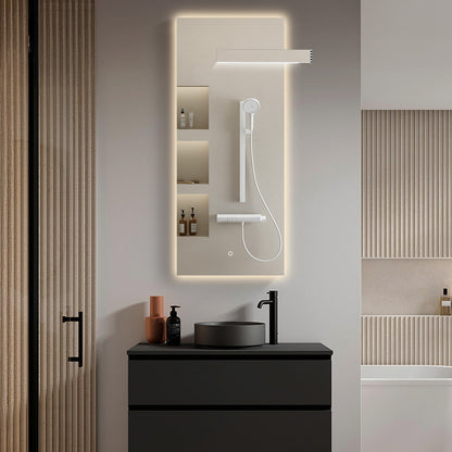 SILK Rectangle LED Bathroom Mirror for Wall, Irregular LED Mirror with Anti-Fog, 3-Color Adjustal, Dimmable, backlit&frontlit, Explosion-Proof
