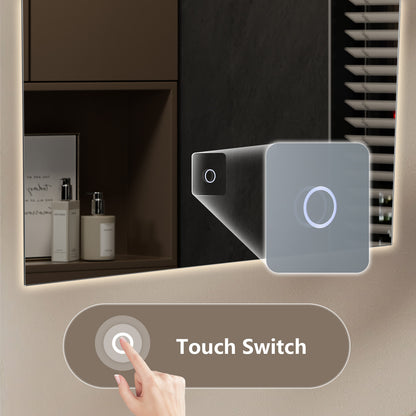 SILK Rectangle LED Bathroom Mirror for Wall, Irregular LED Mirror with Anti-Fog, 3-Color Adjustal, Dimmable, backlit&frontlit, Explosion-Proof