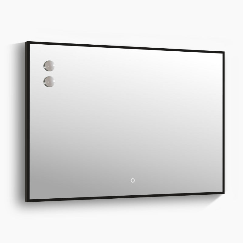 AuraDate LED Light Mirror with Touch Switch, Spherical Bulb, Modern Rectangular LED Bathroom Mirror