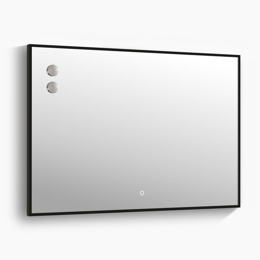 AuraDate LED Light Mirror with Touch Switch, Spherical Bulb, Modern Rectangular LED Bathroom Mirror