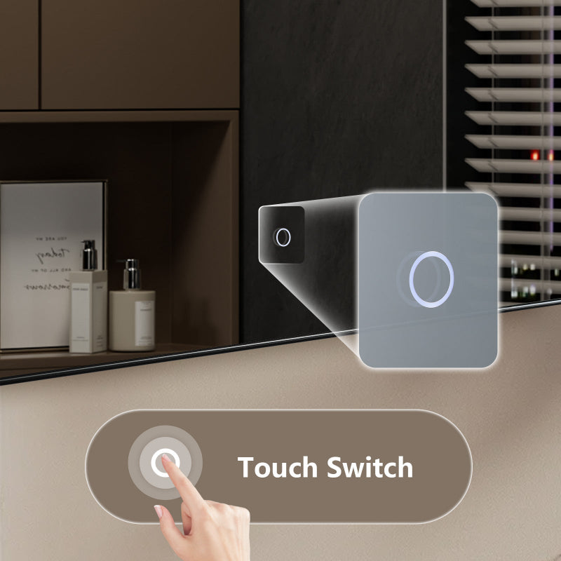 WhimsMirror LED Lighted Mirror with Touch Switch, Irregular Cutout Design, Modern Rectangular LED Bathroom Mirror, Matte Black