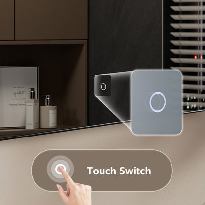 WhimsMirror LED Lighted Mirror with Touch Switch, Irregular Cutout Design, Modern Rectangular LED Bathroom Mirror, Matte Black