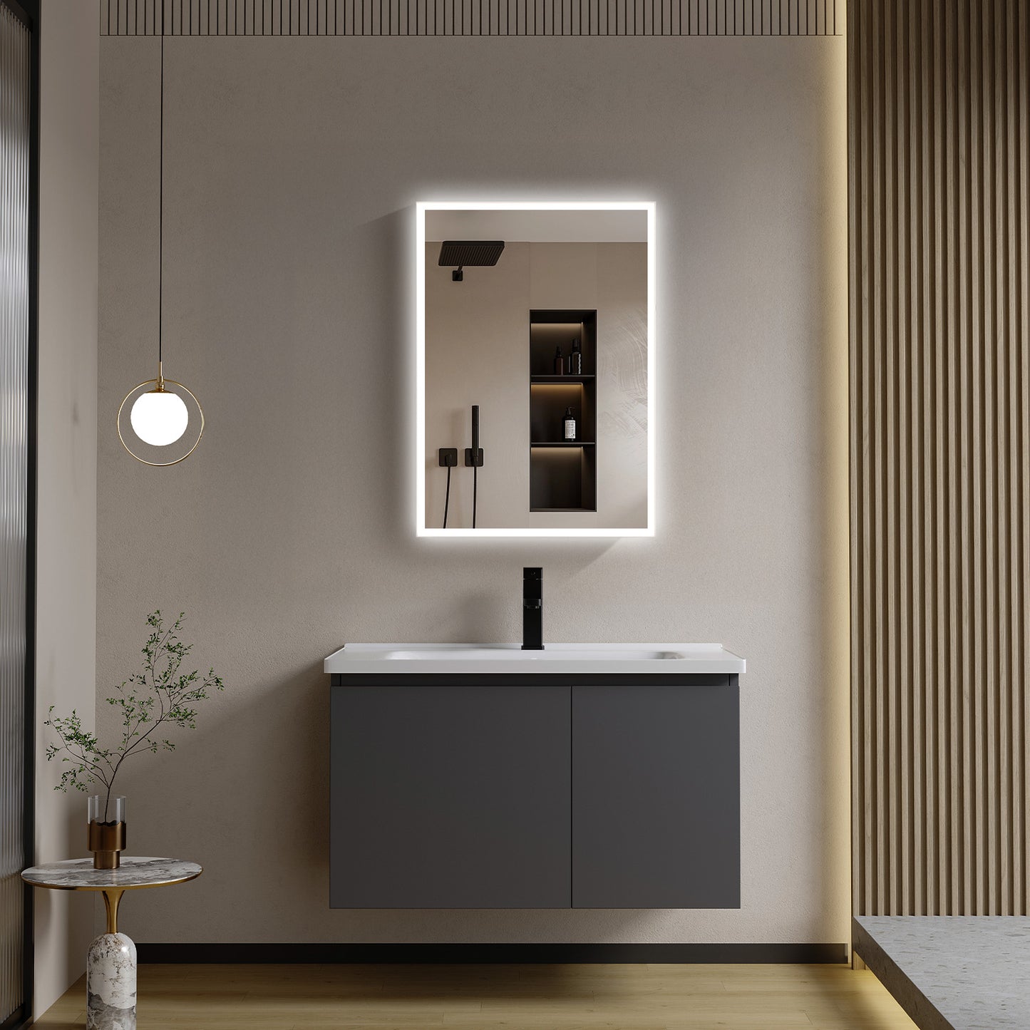 Mirrorons LED Lighted Bathroom Medicine Cabinet with IR Sensor Switch,  Aluminum Hd Bathroom Mirror Cabinet Defogging Available, Matte White