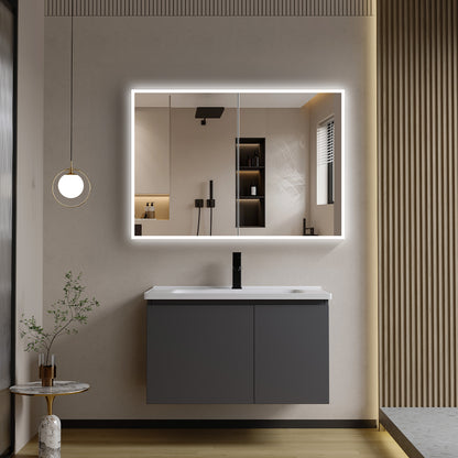 Mirrorons LED Lighted Bathroom Medicine Cabinet with IR Sensor Switch,  Aluminum Hd Bathroom Mirror Cabinet Defogging Available, Matte White