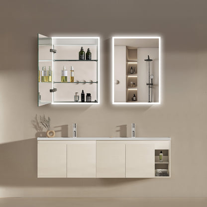Mirrorons LED Lighted Bathroom Medicine Cabinet with IR Sensor Switch,  Aluminum Hd Bathroom Mirror Cabinet Defogging Available, Matte White
