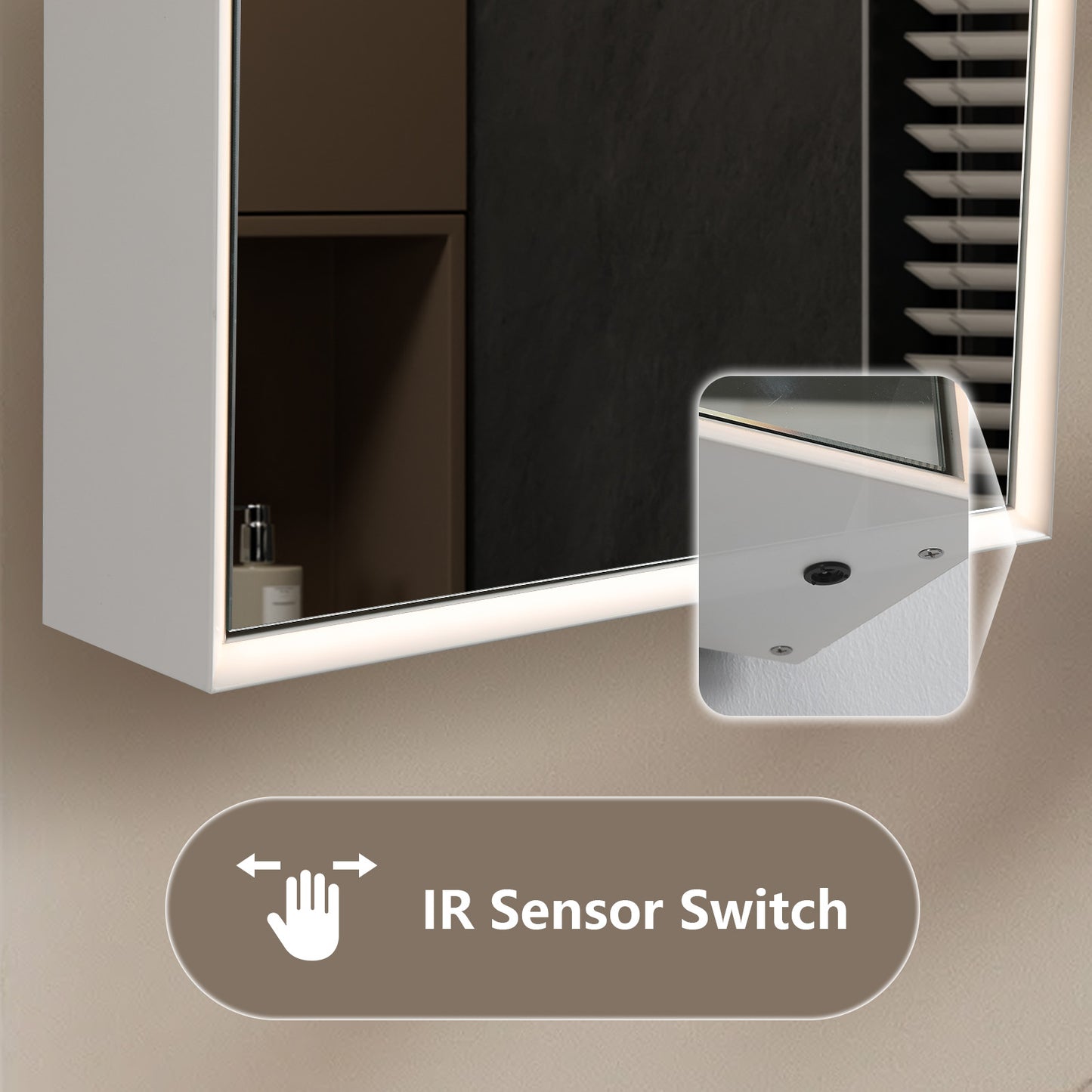 Mirrorons LED Lighted Bathroom Medicine Cabinet with IR Sensor Switch,  Aluminum Hd Bathroom Mirror Cabinet Defogging Available, Matte White